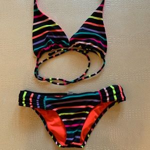 VICTORIA SECRET Neon Stripe Halter Bikini